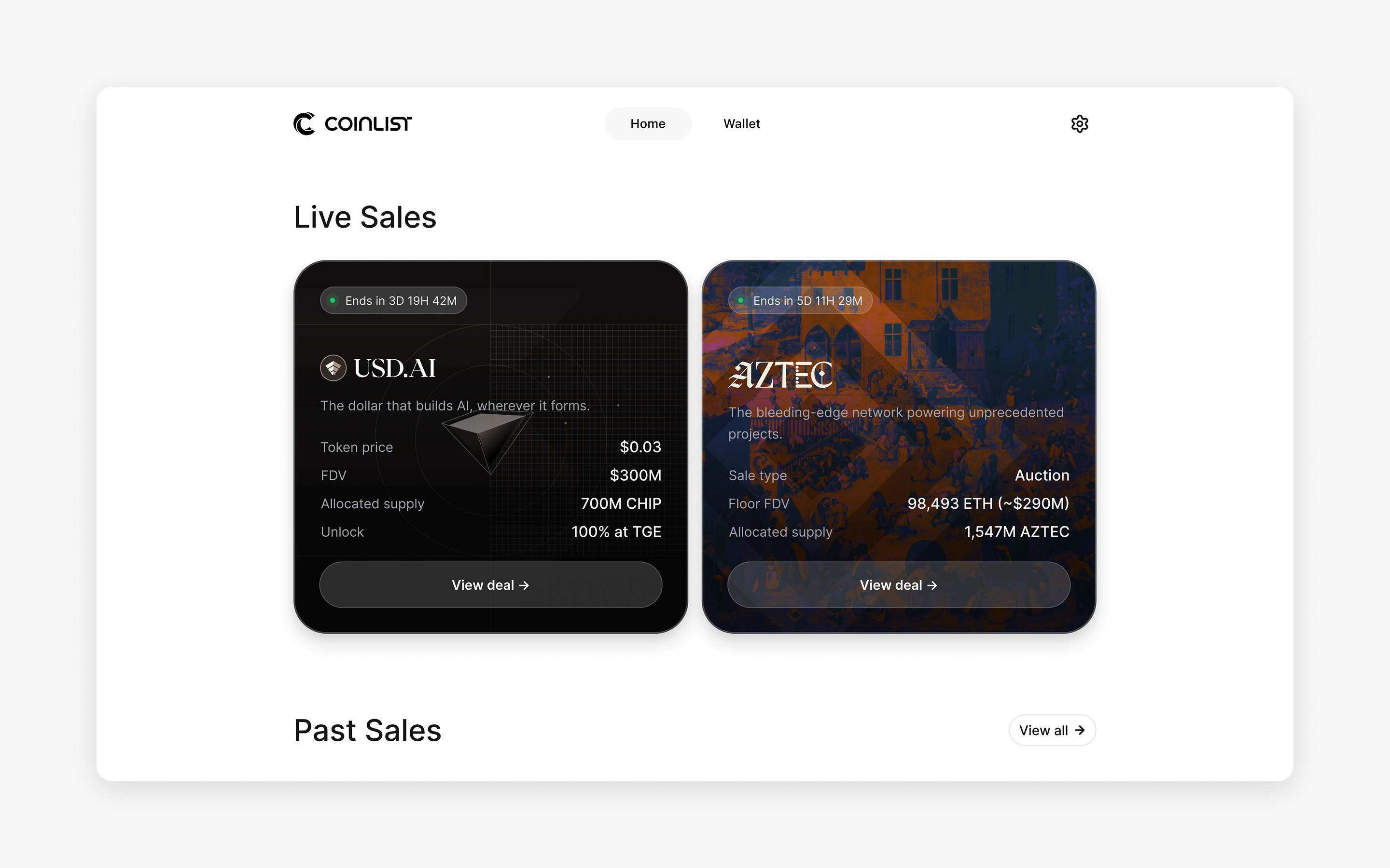 The home feed for discovering offers and accessing past ones