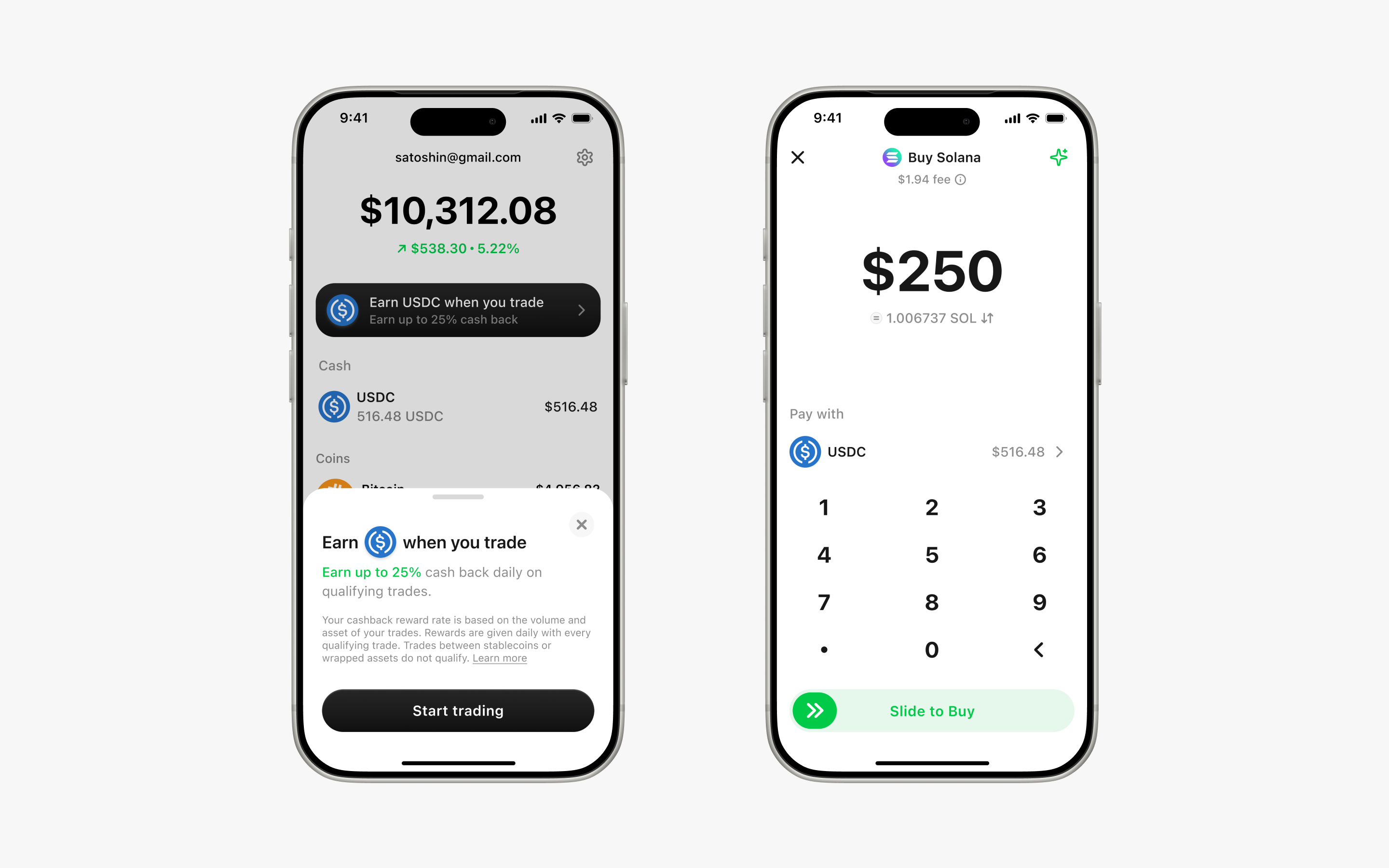 Cashback rewards surfaced on a user's portfolio page and integrated directly into the trading experience