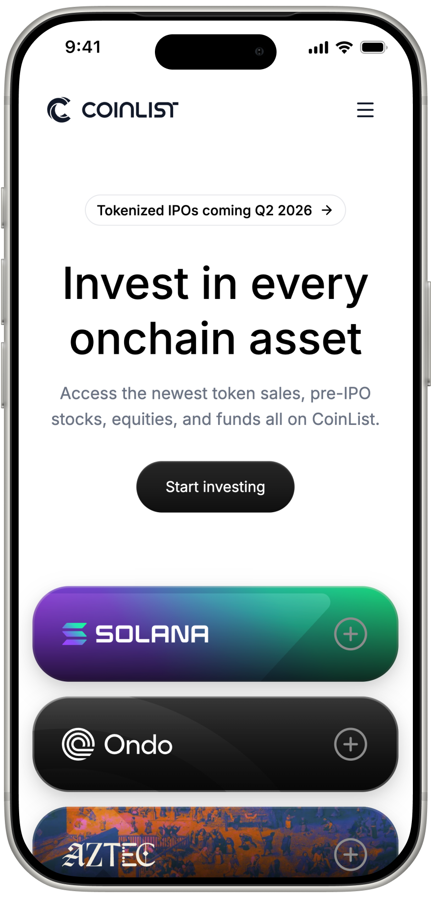 Core experience app screen